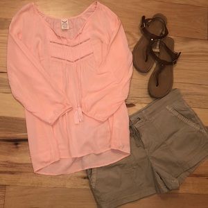 3/$15 peach 3/4 sleeve boho shirt